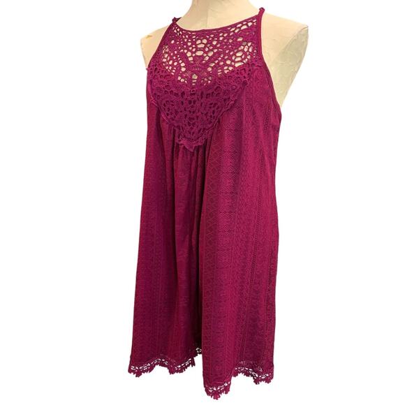 Large Xhilaration Womens Raspberry Stretch Lace Lined Shift Dress Sleeveless - Picture 1 of 10